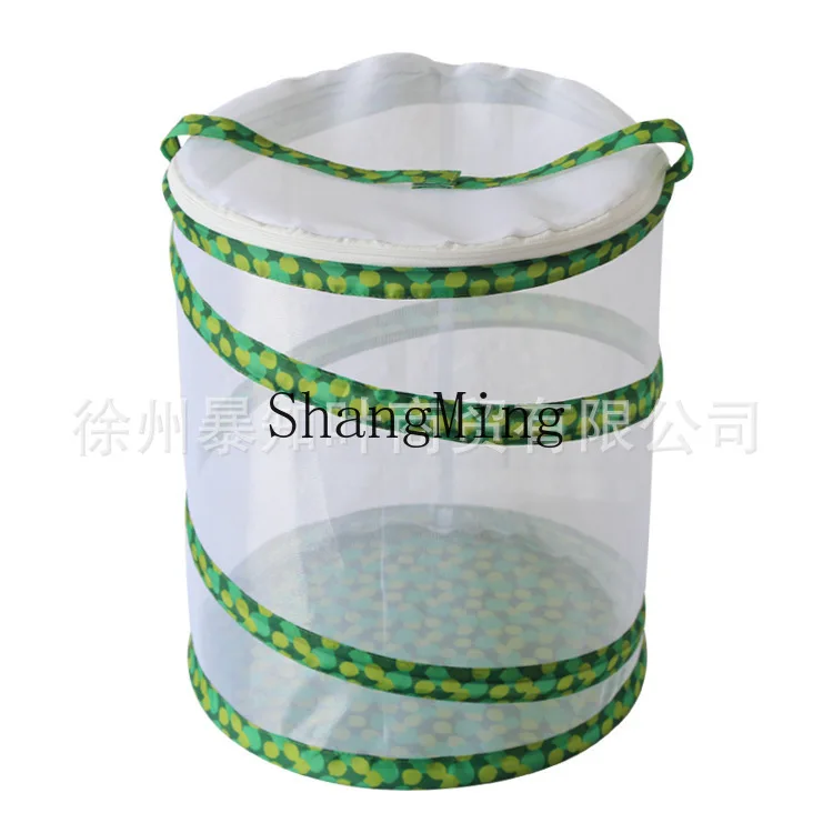 

Клетка для насекомых PYH Direct Medium Round Barrel Green Leaf Hemming Butterfly Cage Grasshopper Cage Insect Feeding Box, складная