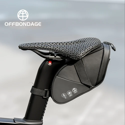 Imagen 1 del producto Bolsa de bicicleta OFFBONDAGE, bolsa reflectante para SILLÍN de bicicleta de 1,8 l, bolsa trasera impermeable para ciclismo, mochila trasera portátil para bicicleta de montaña y carretera, bolsa debajo del asiento