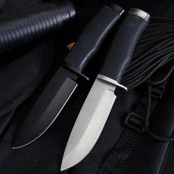 High Hardness Outdoor Tactical Fixed 440C Steel Blade Rubber Handle Camping Hunting Survival Straight Tools with Nylon Sheath