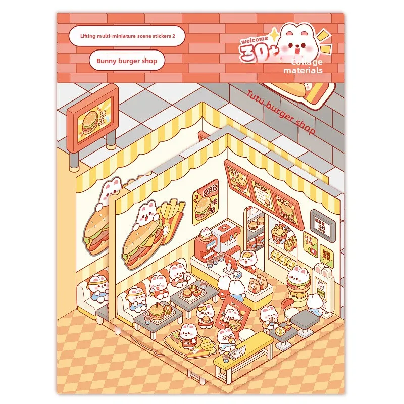 Pink Storage Stickers Scene Miniature Stickers DIY Cabin Scene Stacking and Pasting Hand Account Scrapbooking Materials Kit