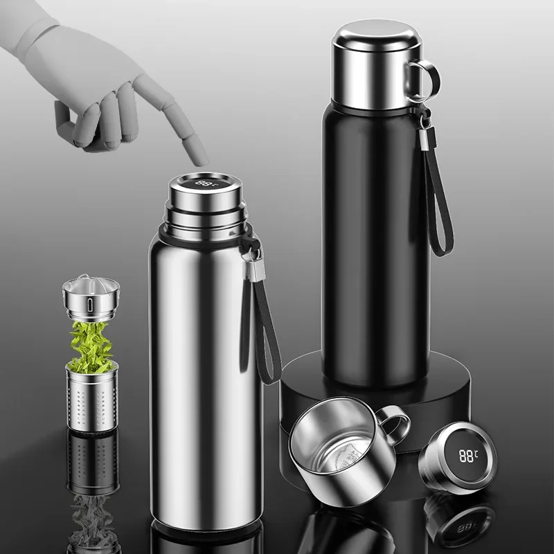 Stainless Steel Thermos Vacuum Hot Water Flask Large Capacity Smart Thermos Water Bottle Temperature Display Insulated Mug Cup