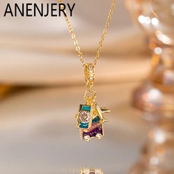 ANENJERY 316L Stainless Steel Aircraft Camera Pendant Necklace for Women