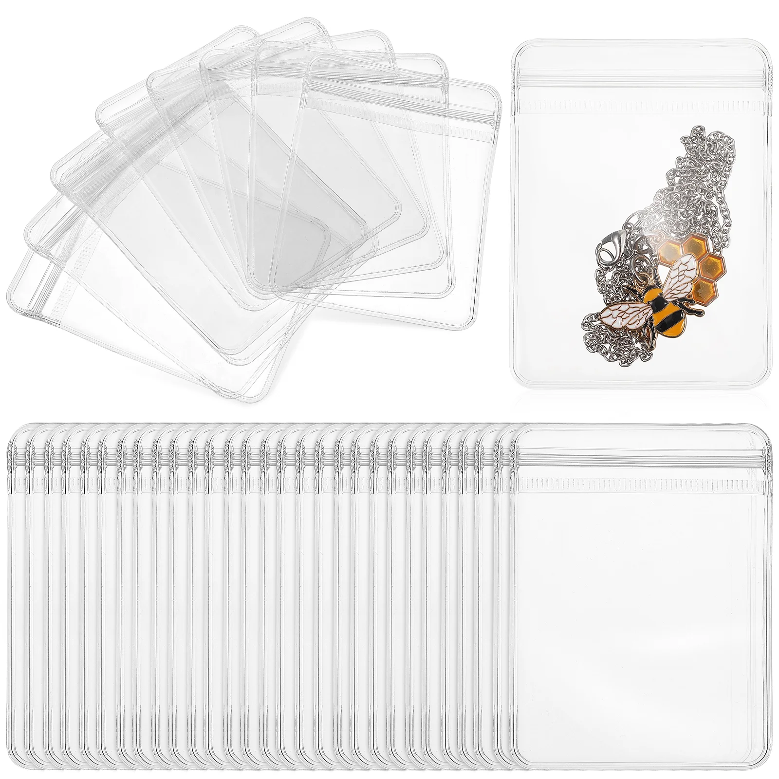 

100 Pcs Clear Zipper Pouches Portable Jewelry Bags Storage Organizer