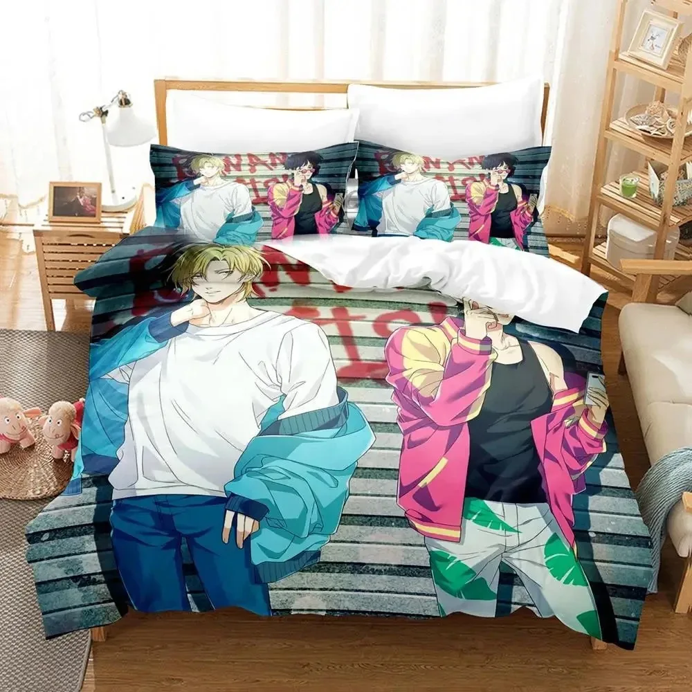 Anime Bananen Vis Beddengoed Set Dekbed Set Quilt Hoes Kussensloop Dekbed King Queen Size Jongens Volwassen Beddengoed Set