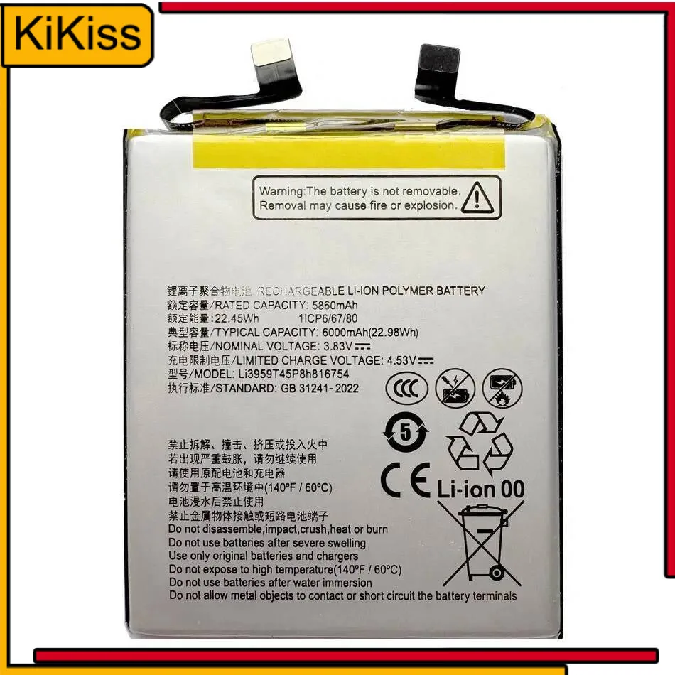 

For Zte Nubia Li3959t45p8h816754 6000Mah Mobile Phone Battery Good Low-Temperature Performance