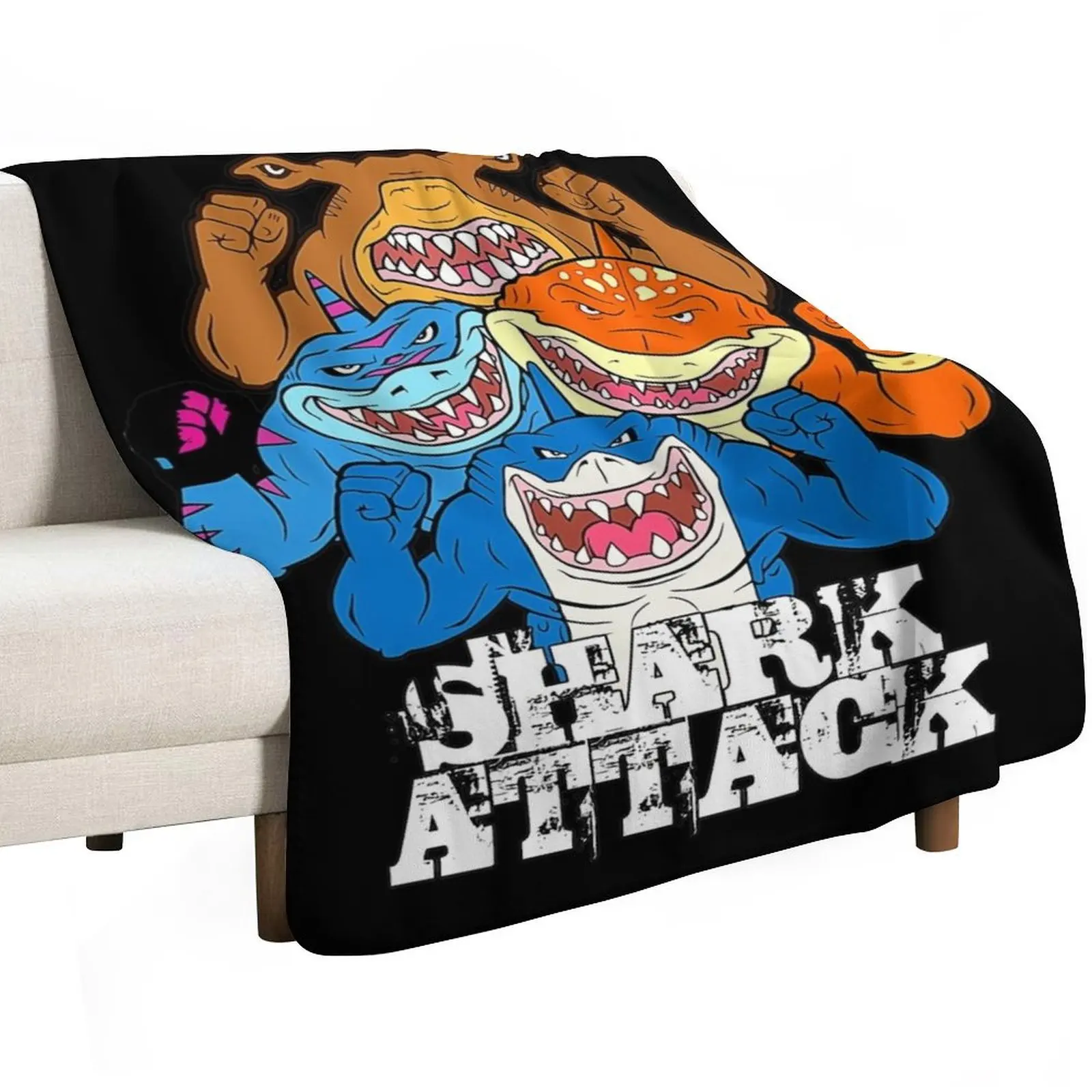 Street Sharks Throw Blanket Warm Accent Blanket for Living Room Decoration