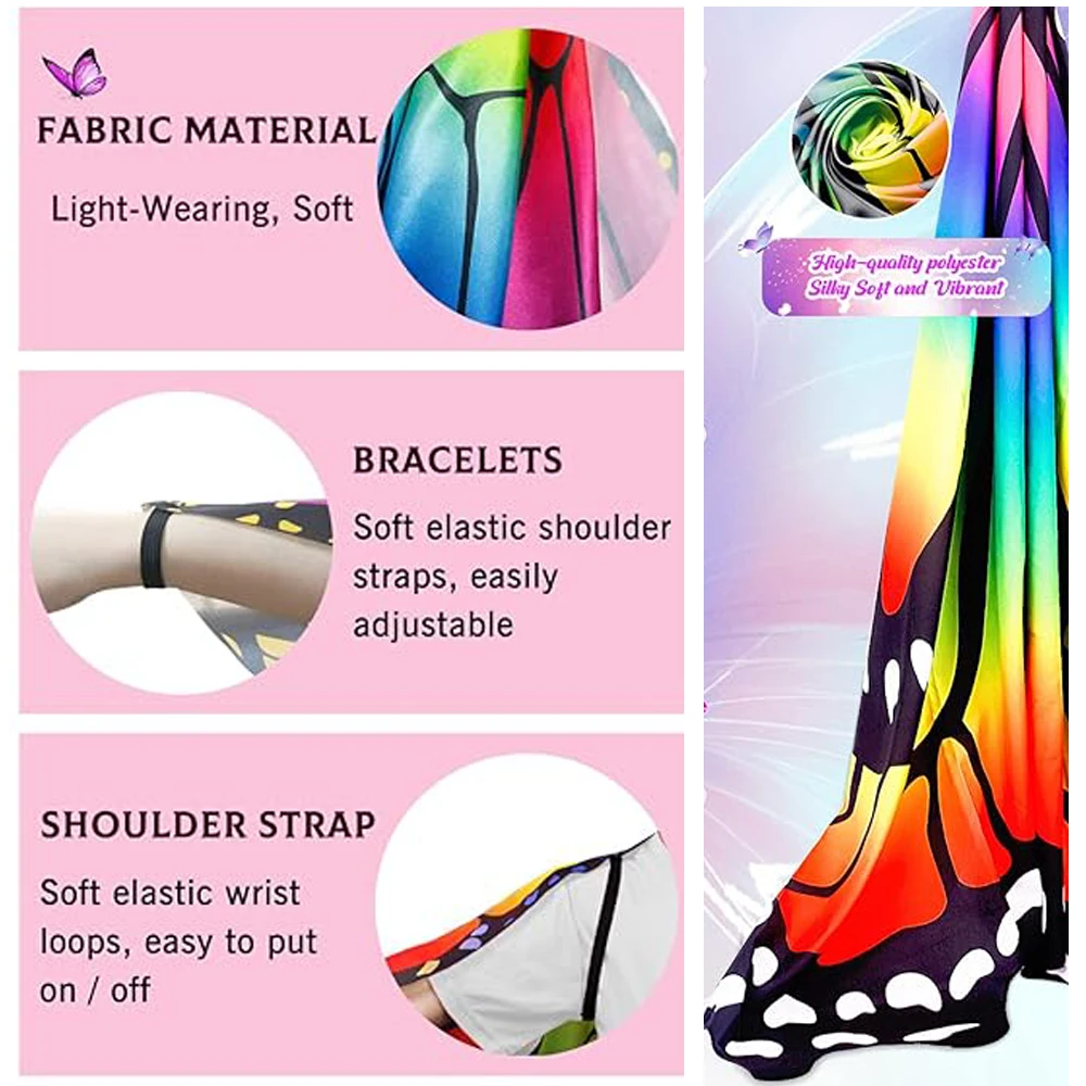 Kinder Vlindervleugels Kostuum Voor Meisjes Sprookjesachtige Mantel Vlinder Cape En Vlinderrok Speelgoed Feestjes Geschenken Kerst