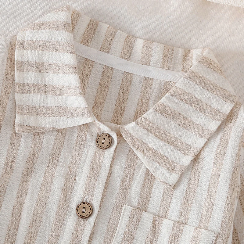 2025 New Autumn 0-24M Children Clothes Korean Style Climbing Suit Long Sleeved Cotton Stripe Infant Baby Girls Boys Jumpsuit