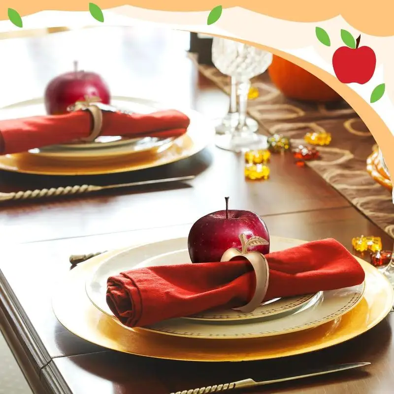 4Pcs Napkin Rings Finish For Thanksgiving Wedding Holiday Dinner Party Table Decor
