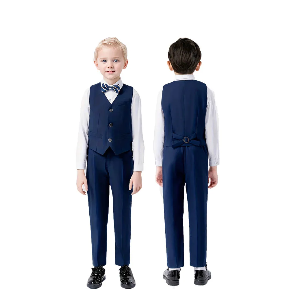 

Gentleman Kids 3Pieces Vest Pants Bowtie Vest Dress Boys Formal Wedding Birthday Photography Outfit Child Performance Costume