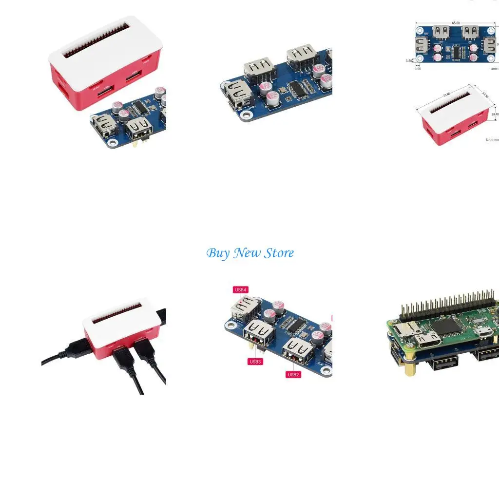 

20CE USB HUB Hat (B) for Zero 2 W WH 3A 3B 3 Model B Expansion Board Starter 4x Extended USB 2.0 Ports