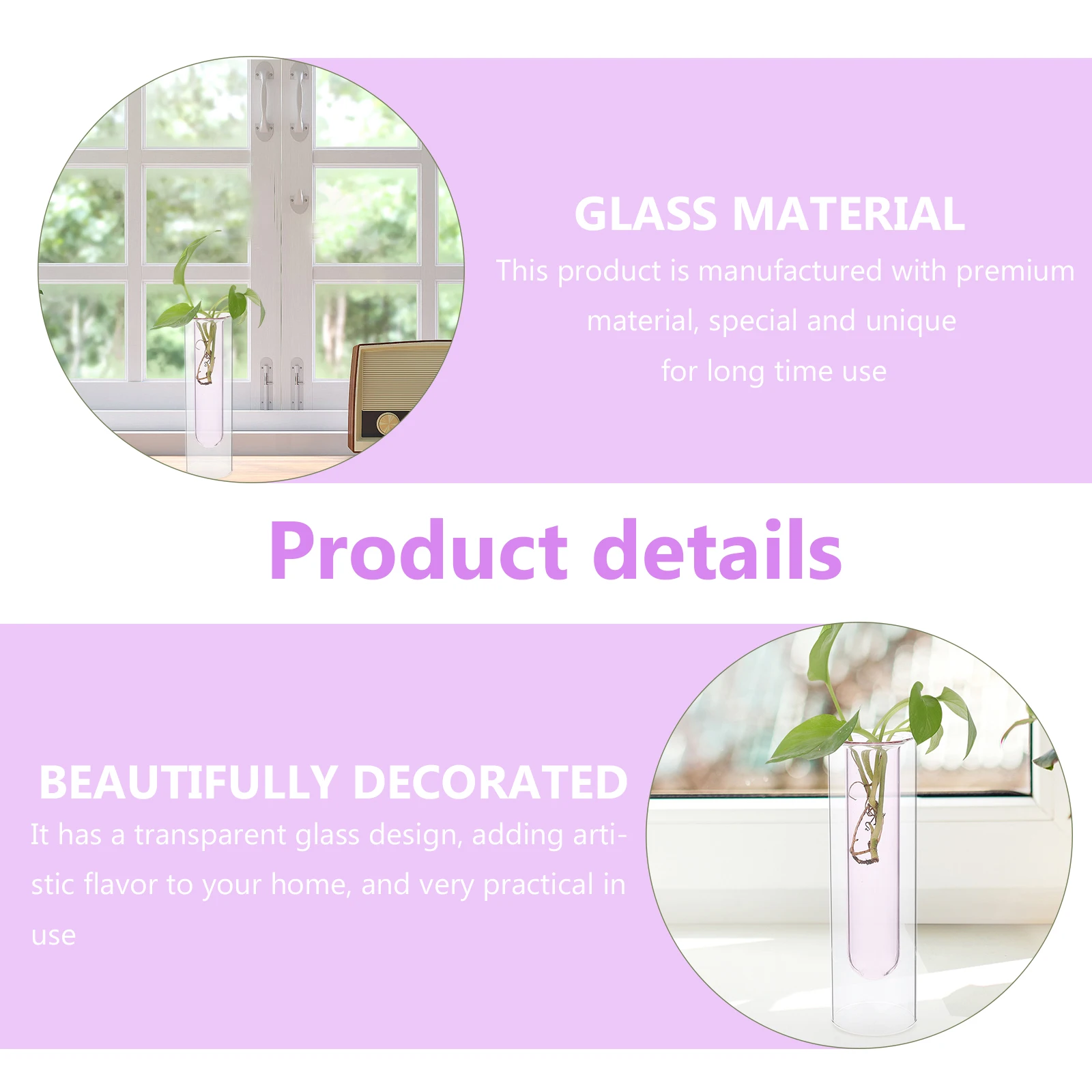 

Colored Glass Double-Layer Hydroponic Vase Creative Test Tube Vase Home Office Decoration Home Decor Desktop Decoration