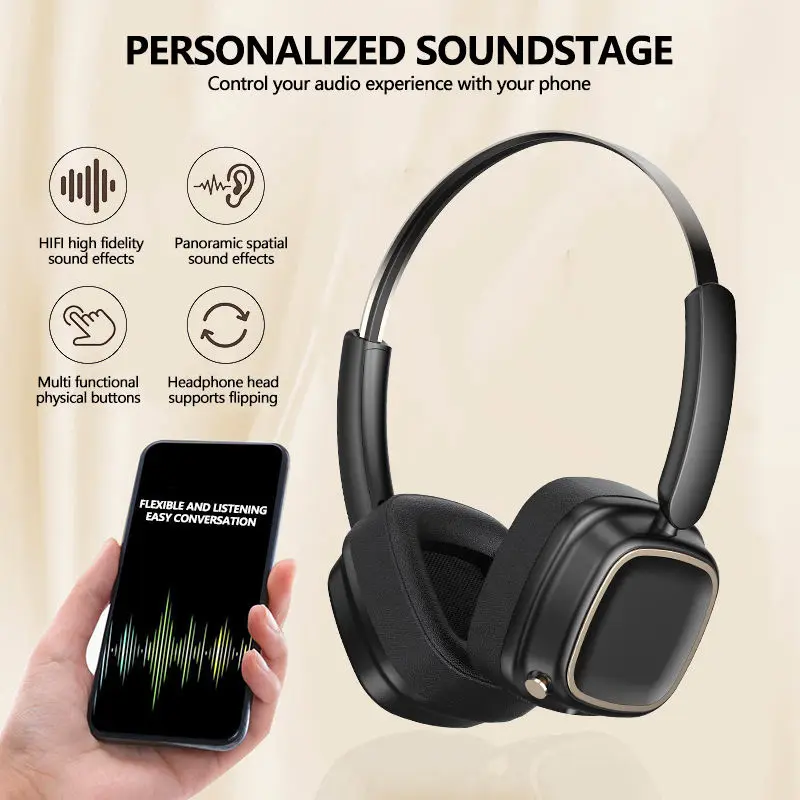 Headphone Gaming Nirkabel BT5.4 Berkualitas Tinggi Retro, Nyaman, Kulit, Dapat Disesuaikan, Model On-Ear & Over-Ear