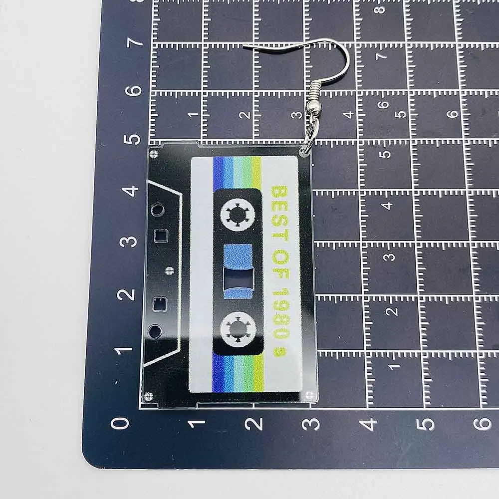 Vintage Cassette Tape Earrings Dangle 80S 90S Nostalgia Gifts for Women Girls Statement Earrings Party Accessories Gift