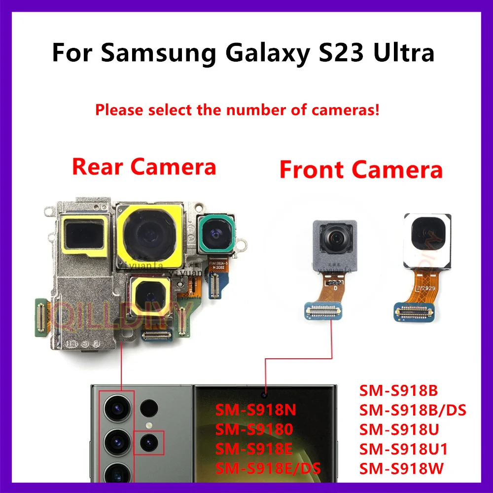 

Front Rear Camera For Samsung Galaxy S23 Ultra 5G SM-S918 S918B S918U Frontal Selfie Back Backside Camera Module