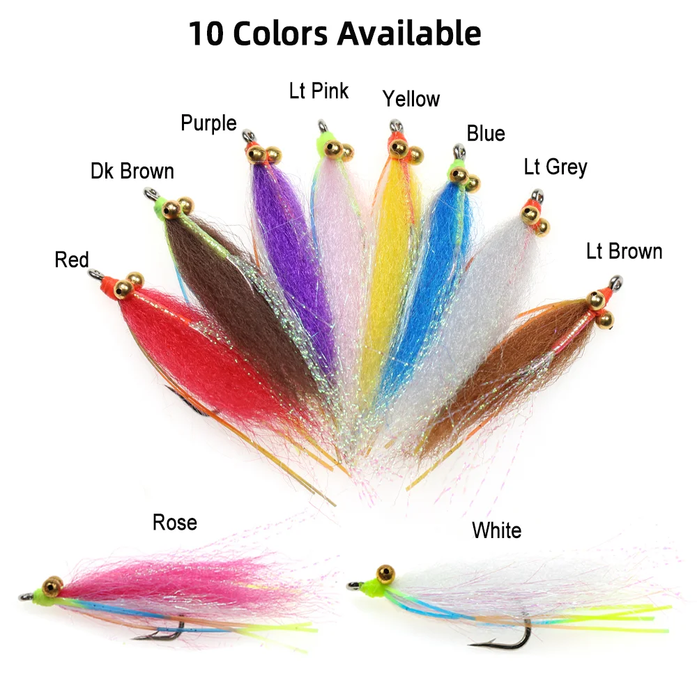 10 Stück # 4 # 2 1/0 2/0 Kettenperlen-Auge Crazy Charlie Fly Bonefish Permit Tarpon Forelle Barsch Salzwasser Streamer Angelköder – Detail 4
