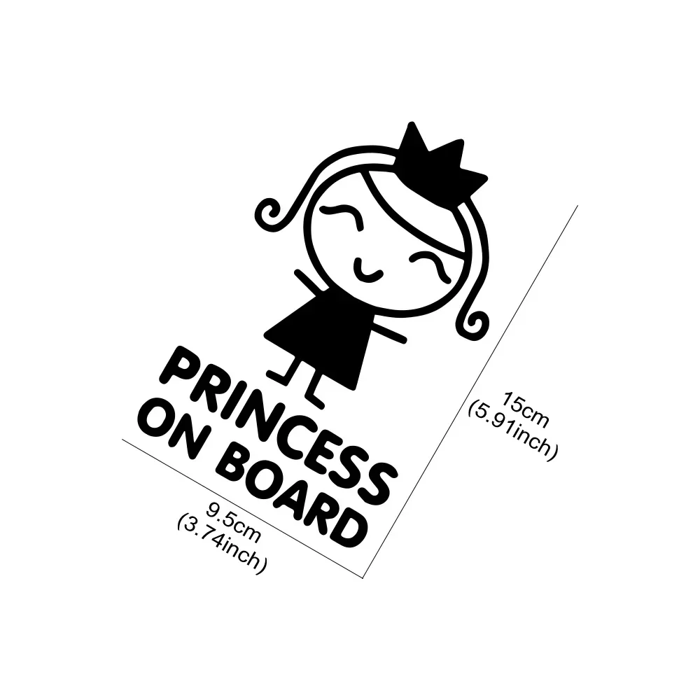 Smiling Girl Princess On Board Car Sticker Creative Driving Safety Warning Vinyl Decal Auto Decor Accessories