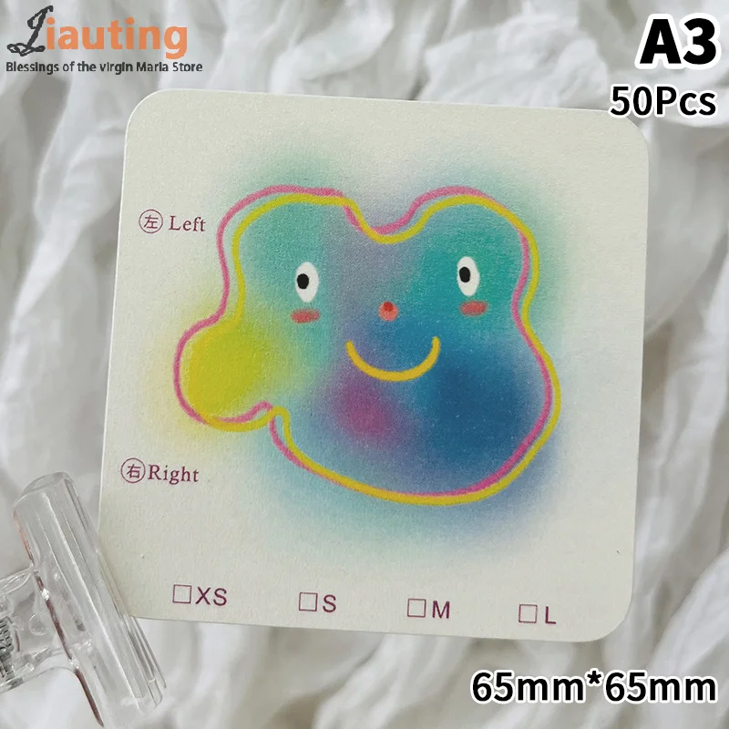 50Pcs Press On Nail Cardboard Cards 6.5x6.5cm 8x8cm Cartoon Pattern Nail Art Display Photo Props Card False Nail Tips Manicure