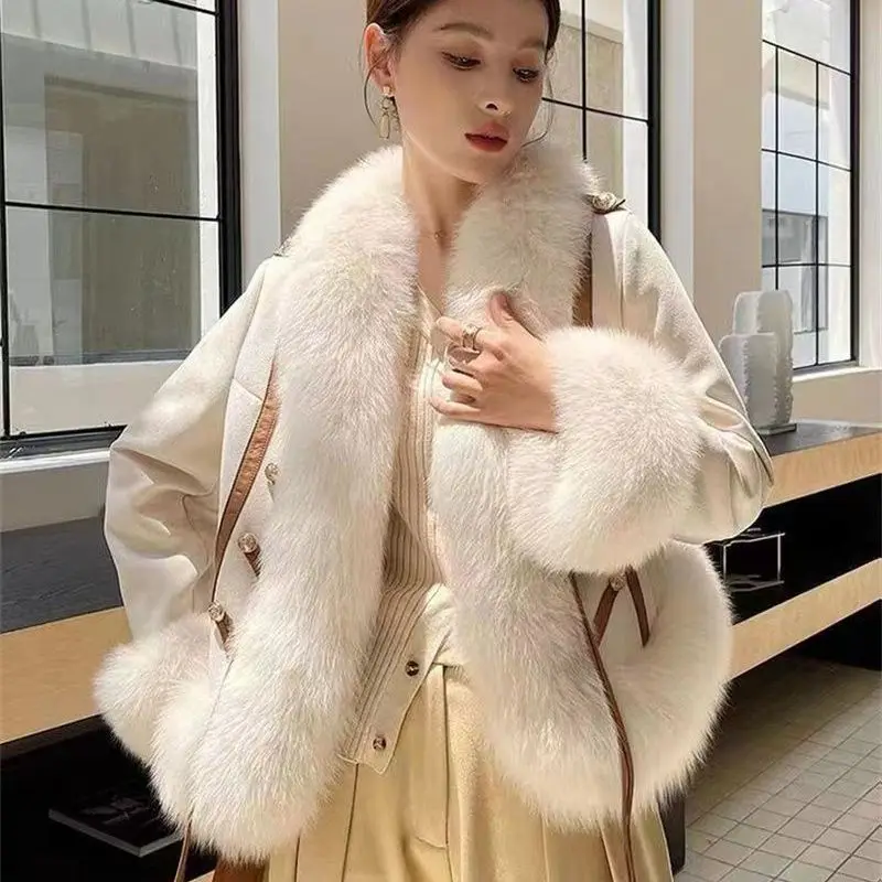 Imitation Fox Fur Coat for Women, Temperament, Loose Short Outwear, Female Fashion Leisure, Thick Warm Outcoat, Winter, New