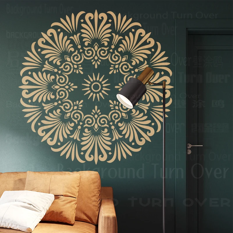 60cm - 100cm Stencil For Painting Wall Plaster Decorative Decor Putty Template To Paint Huge Giant Mandala Ceiling Round S166