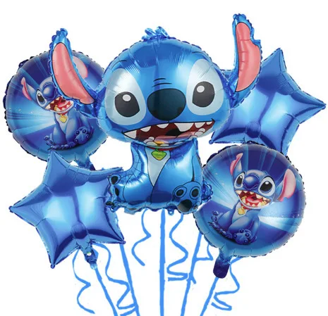 Juego de globos de aluminio para fiesta temática Kawaii de Disney Lilo & Stitch, decoración para fiesta de cumpleaños para niños y niñas, juguete para regalo, 5 uds.