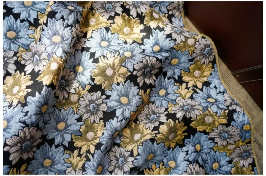 Blumengarn gefärbter Jacquard-Stoff Retro Damen Anzug Jacke Kleid Nähen Dekorativer Stoff – Detail 5
