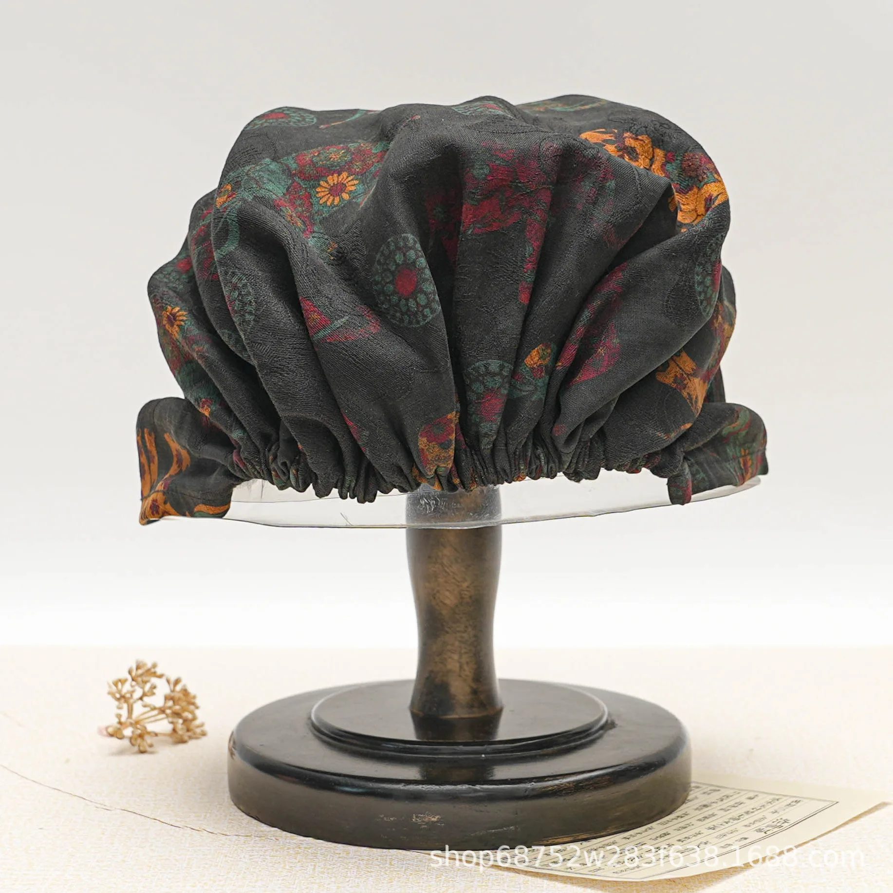 Adults 100% Silk Full Wrap Sleep Bonnet Ladies Vintage Pattern Elastic Hair Care Night Headwear Hat Cap
