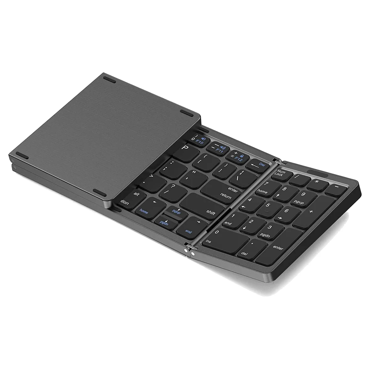 Foldable Bluetooth Keyboard, USB Rechargeable Wireless Keyboard for IOS, Android, Windows PC Laptop Smartphone-Black