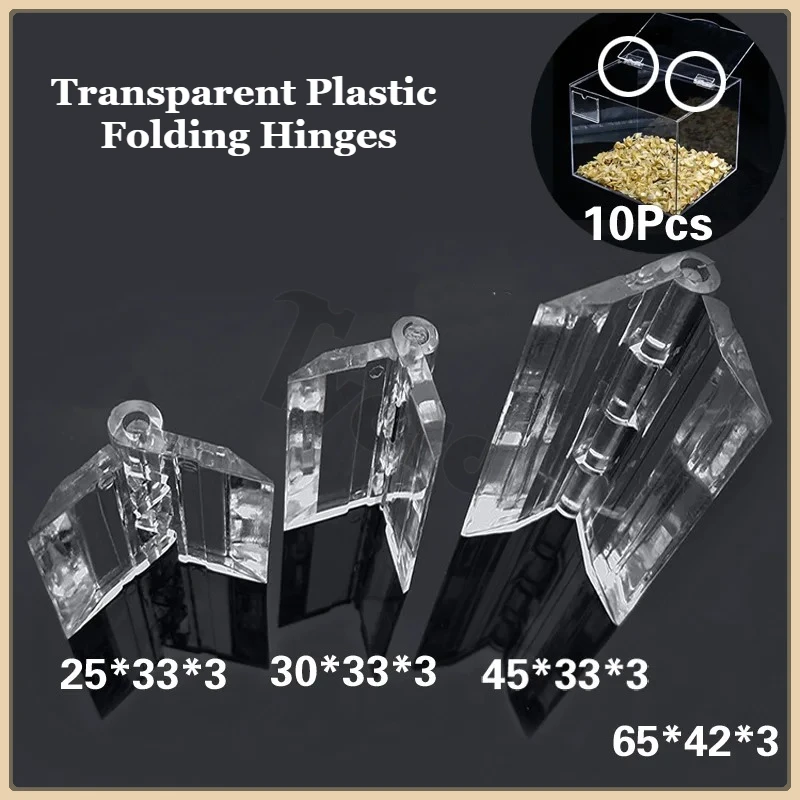 

10Pcs Transparent Plastic Folding Hinges Durable Clear Acrylic Hinge Tools Cabinet Hardware Furniture Cabinet Door Hinges