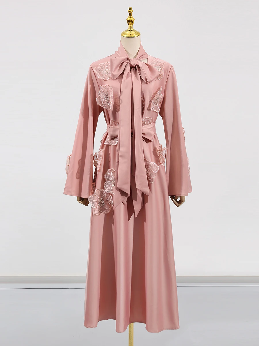 VGH Solid Spliced Applicaties Midi Jurken voor Vrouwen Sjaal Kraag Flare Mouw Hoge Taille Elegante Temperament Plooien Jurk Vrouwelijke