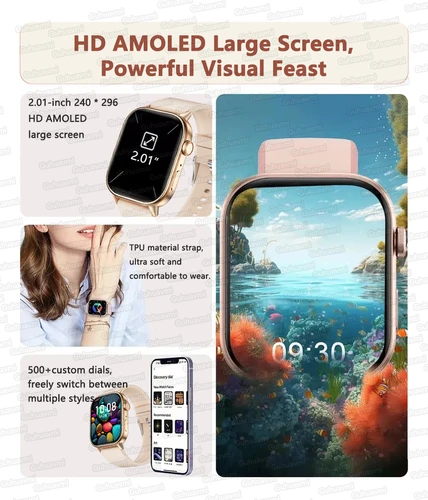 Imagen 2 del producto 2025New para Android GPS 2,01 ""HD pantalla AMOLED Ultra NFC serie reloj inteligente hombres ritmo cardíaco BT llamada Fitness pulsera inteligente señoras