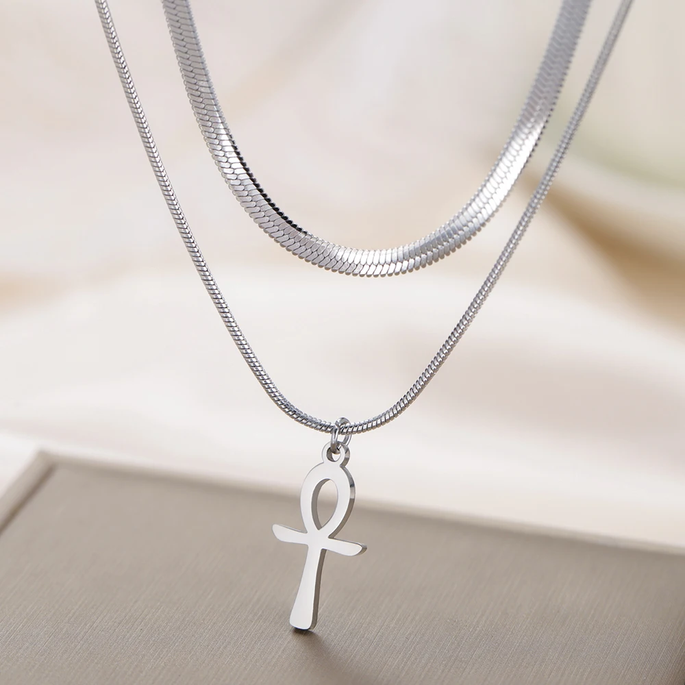 Dawapara Vintage altägyptisches Leben Ankh Kreuz Halskette Amulett des Schutzes religiöser Edelstahlschmuck – Detail 16
