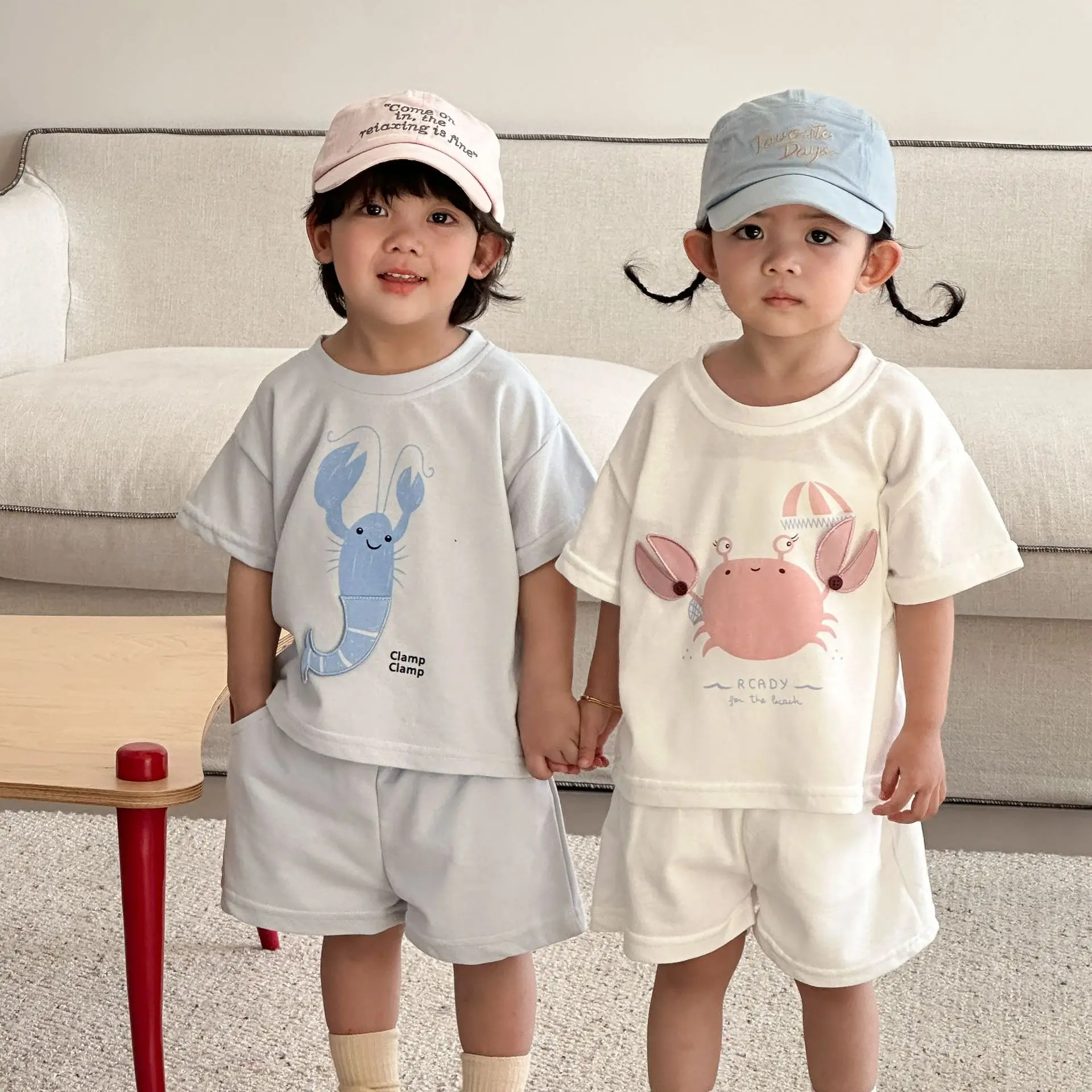 

2026 Summer New Children Short Sleeve Clothes Set Boys Girls Cartoon Print T Shirts + Shorts 2pcs Suit Kids Loose Casual Outfits