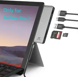 Surface Pro 7 USB C Hub 5-in-2 Surface Pro Adapter Docking Station with 4K HDMI USB C 60W PD Charging, USB 3.0, SD/TF