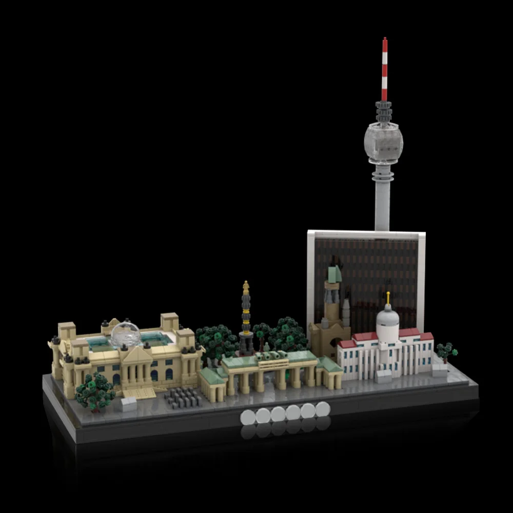 MOC- 197505   Bloques de construcción modelo Berlin Skyline Reichstag Holocausto monumento Brandenburger Tor arquitectura ladrillos juguete para regalo