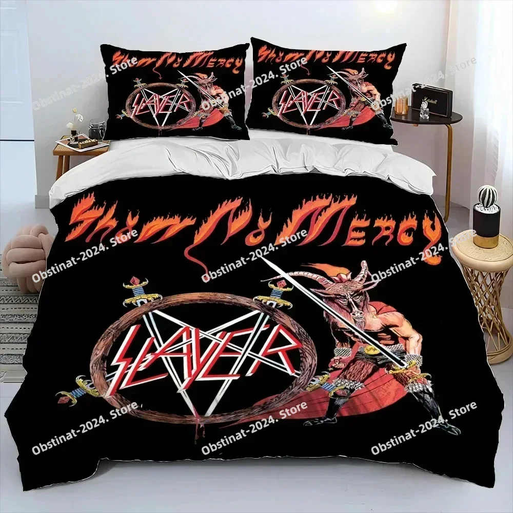 Slayer Heavy Metal Band Music Bedding Set Printed Bed Set With Pillowcase Duvet Cover Soft Single Double Queen Super King Size