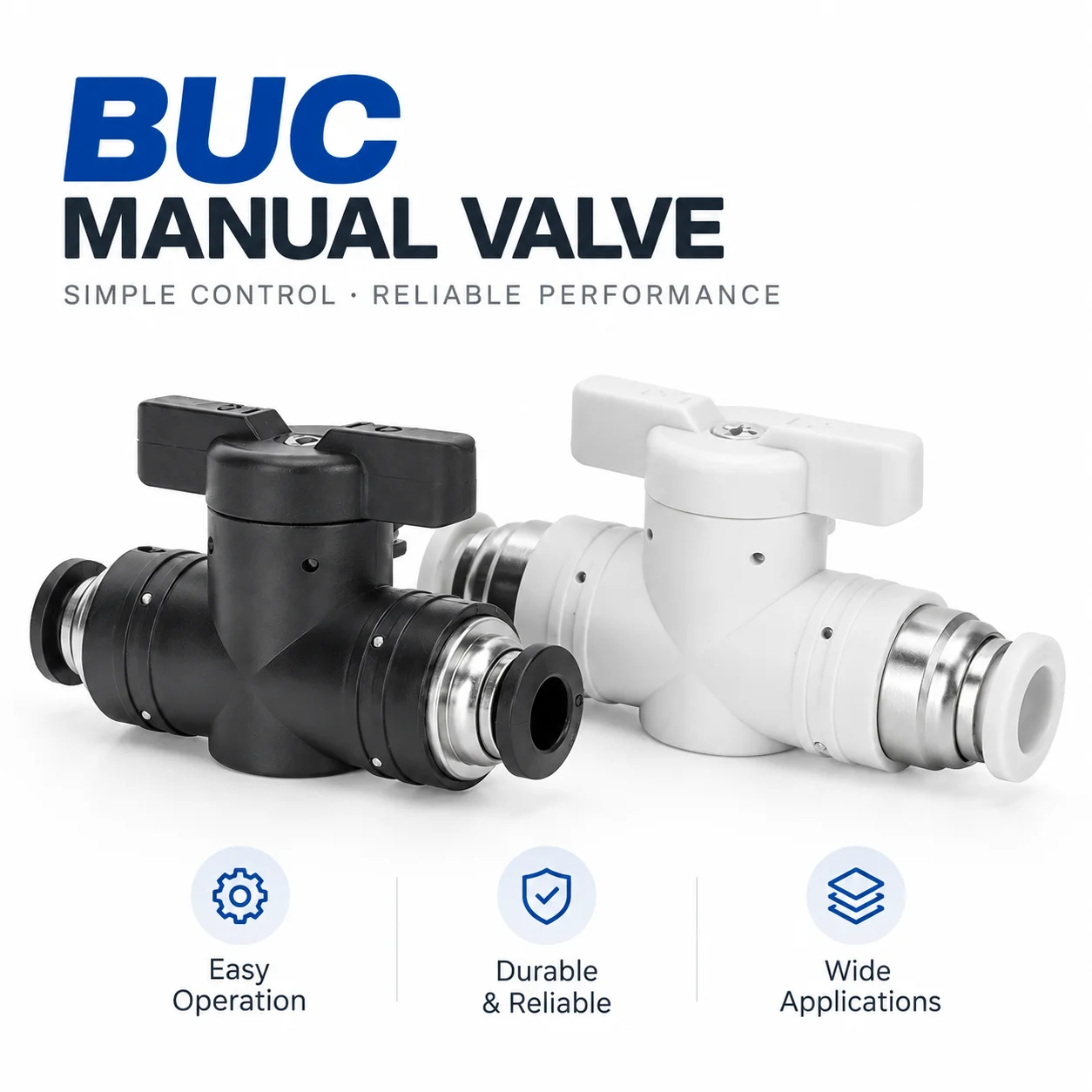 BUC BTC Series 4mm 6mm Pneumatic Push In Quick Joint Connector Hand Valve To Turn Switch Manual Ball Current-limiting