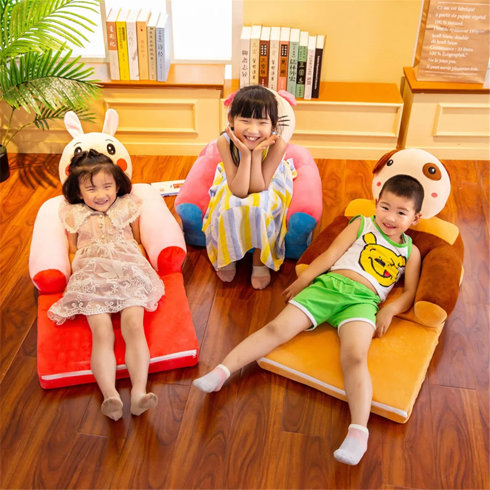 Kids Couch Cover NO Filling Cartoon Crown Baby Seat Children Chair Neat Puff Skin Toddler Children Folding Sofa Bed Cover