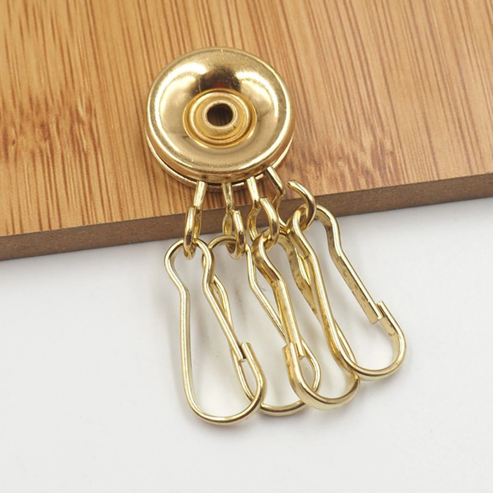 Round Base Key Row Buckles w/screw Solid Brass 4-Rings Keys Holder Snap Hooks Leather Craft DIY Keys Case Purse Wall Organizer