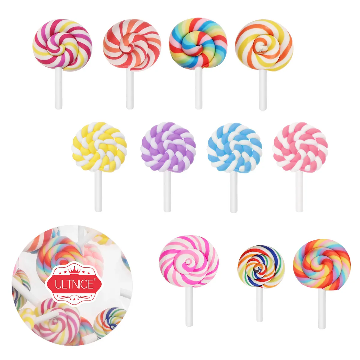 36 Piezas de Accesorios para Manualidades, Decoraciones de Piruletas, Piezas de Arcilla con Aspecto Realista de Caramelo para Hacer Joyas, Diseño de Tarjetas, Boutique