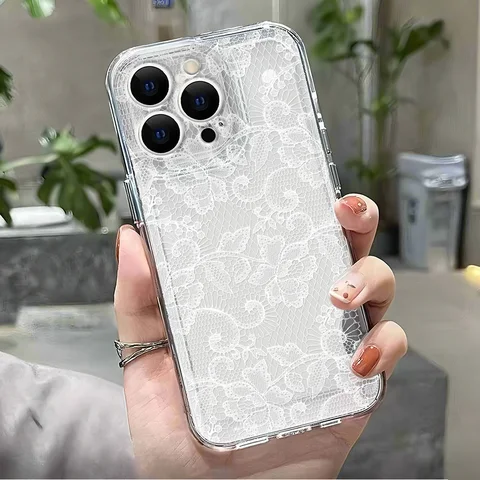 Белый и розовый кружевной чехол с цветочным узором для Samsung Galaxy A12 A13 A22 A23 A32 A33 A50 A52 A53 A22 A72 A73, прозрачный чехол