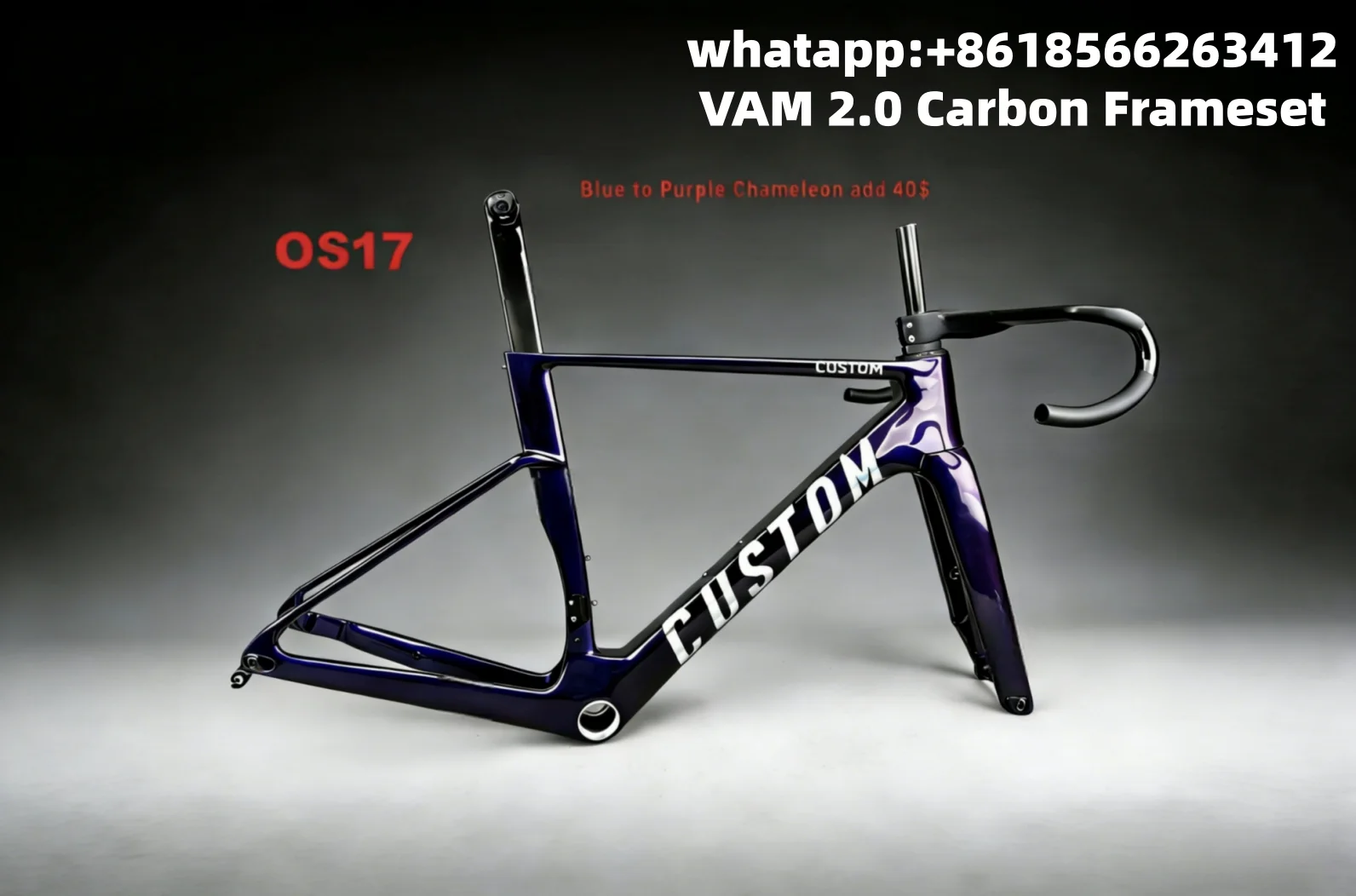 

Велосипедная рама Custom Logo Ostro 2.0 из карбона, с эффектом хамелеона (синий-фиолетовый), с рулем, литье под давлением (EPS), легкая, размеры 45, 49, 52, 54, 56, 58