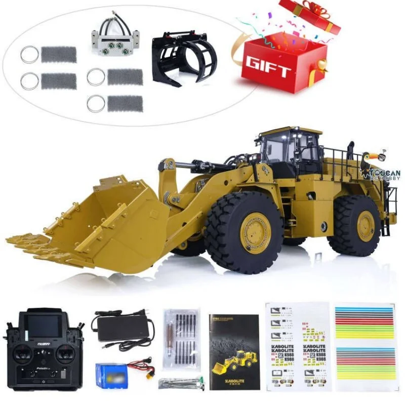 In Stock 1/14 HUINA KABOLITE Hydraulic RC Loader Updated K988 Finished Remote Control Car Earth Mover Truck Toucan Toys for Boys