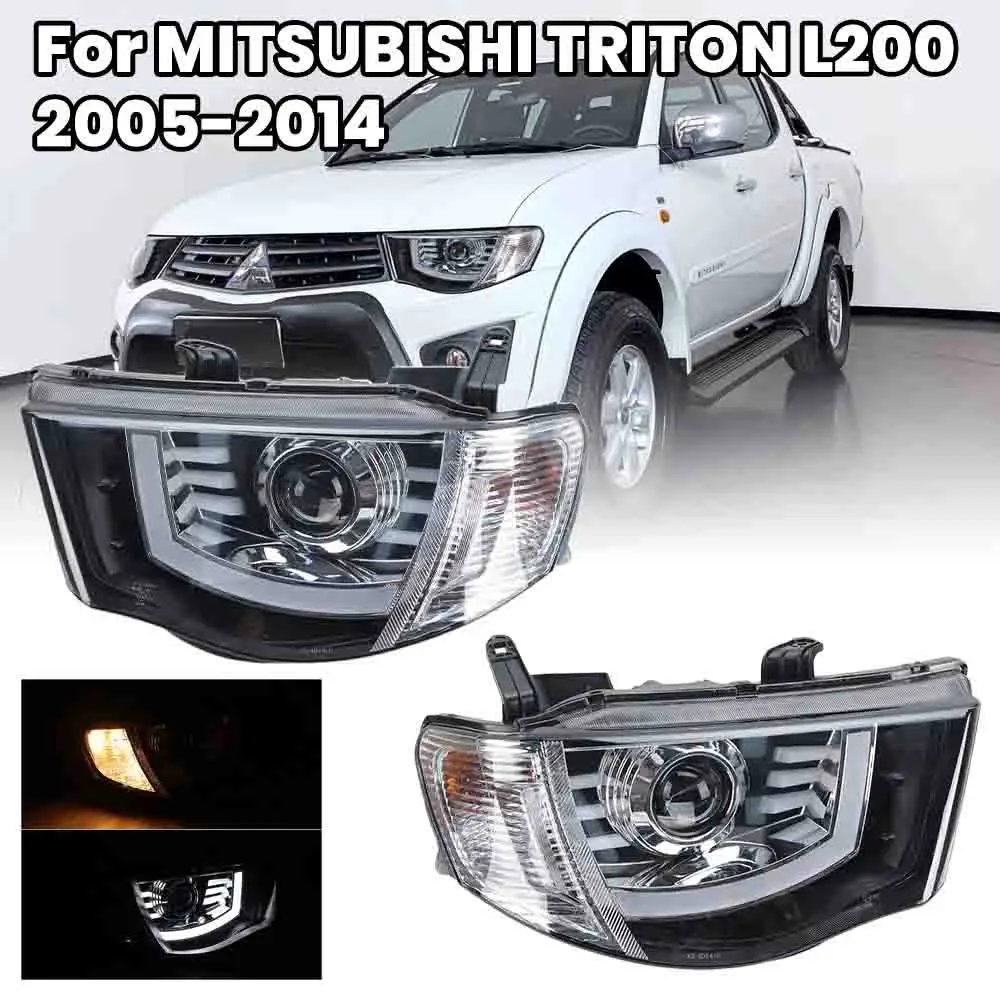 led headlights for MITSUBISHI TRITON L200 2005-2014 headlight headlamp with halogen side light Turn Signal Light Corner Lamp DRL