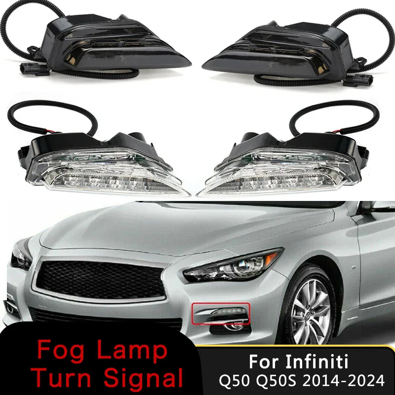 

2pcs Car Front Bumper Fog Lamp Turn Signal Indicator Fog Lamp Accessories Fit For Infiniti Q50 Q50S Sport 2014-2024 261304GA0A