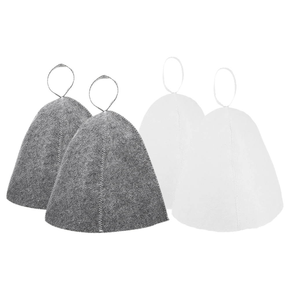 

4pcs Hat Felt Vaporarium Bath Cap for Women Men Spa Bathroom Accessories Heat Insulation Reusable Portable Sauna Caps Bath Hat