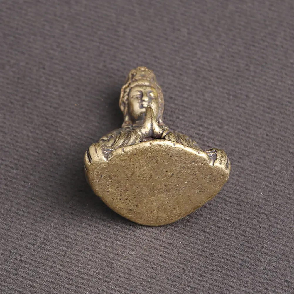 Yin Figure Brass Buddha Statue Desktop Office Decor Religious Buddhism Adornment Home Decoration