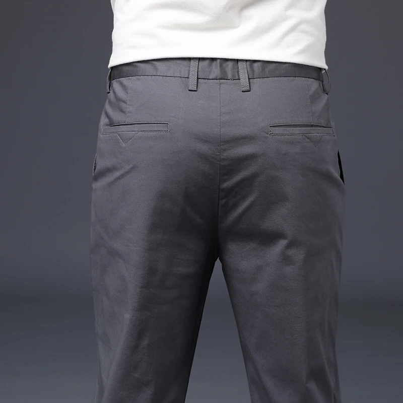 Mens Pants Cotton Casual  Stretch male trousers man long Straight High Quality 4 color Plus size pant suit  42 44 46