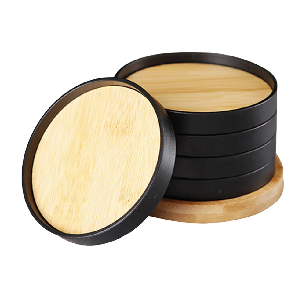 

6Pcs Heat Insulation Coaster Set Premium Bamboo Anti-Slip Cup Mats for Kitchen Dining Room Home Daily Use Easy Clean