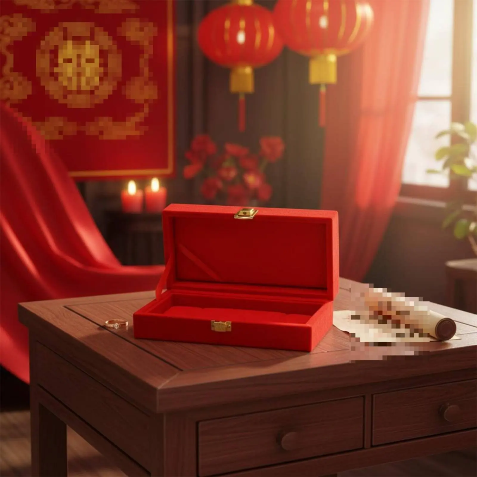 

Red Luxuriously Soft Gold Bar Box Secure Latch Closure Gold Bar Display Case Brocade Jewelry Case